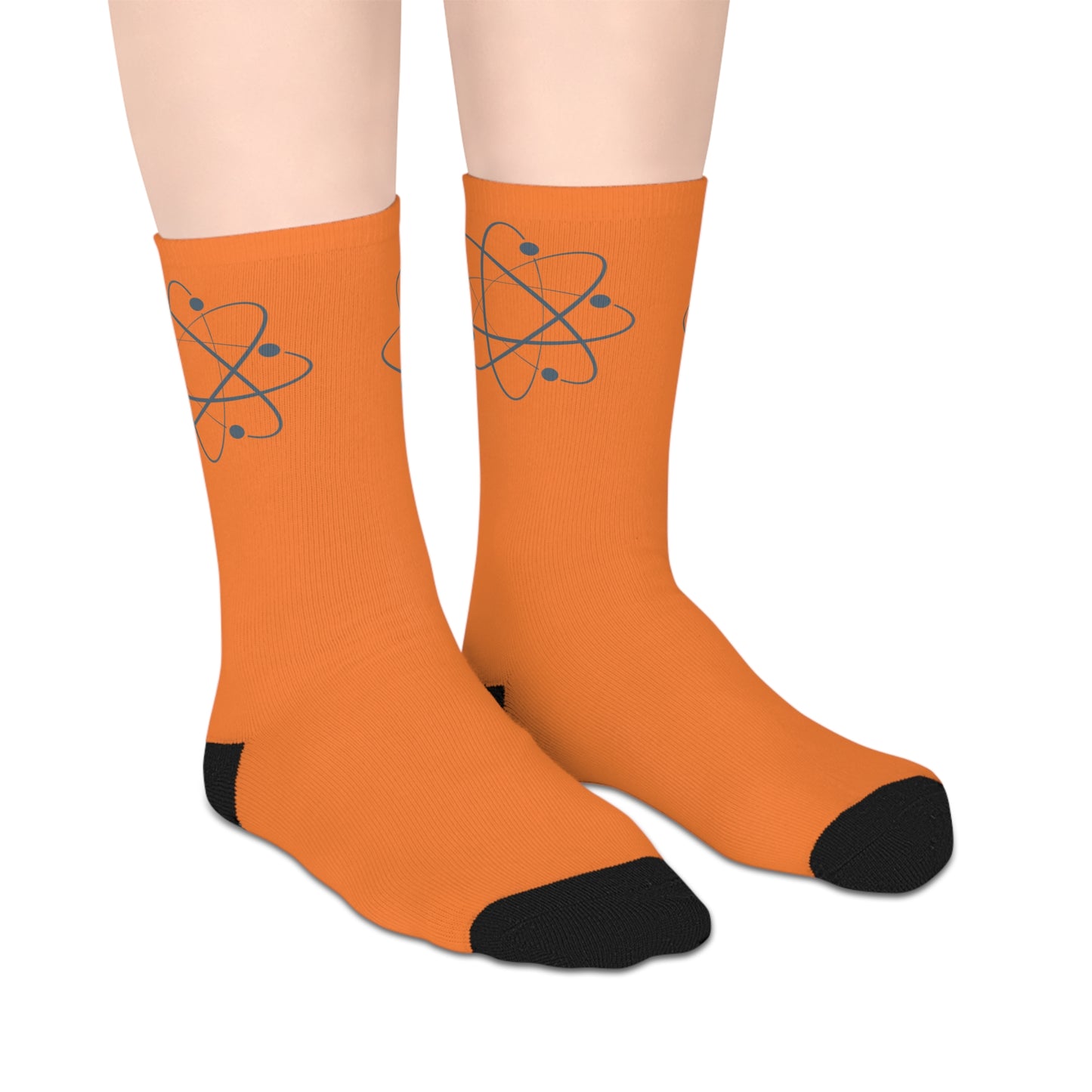 Fun Science Mid-Length Socks with Atomic Design | Orange