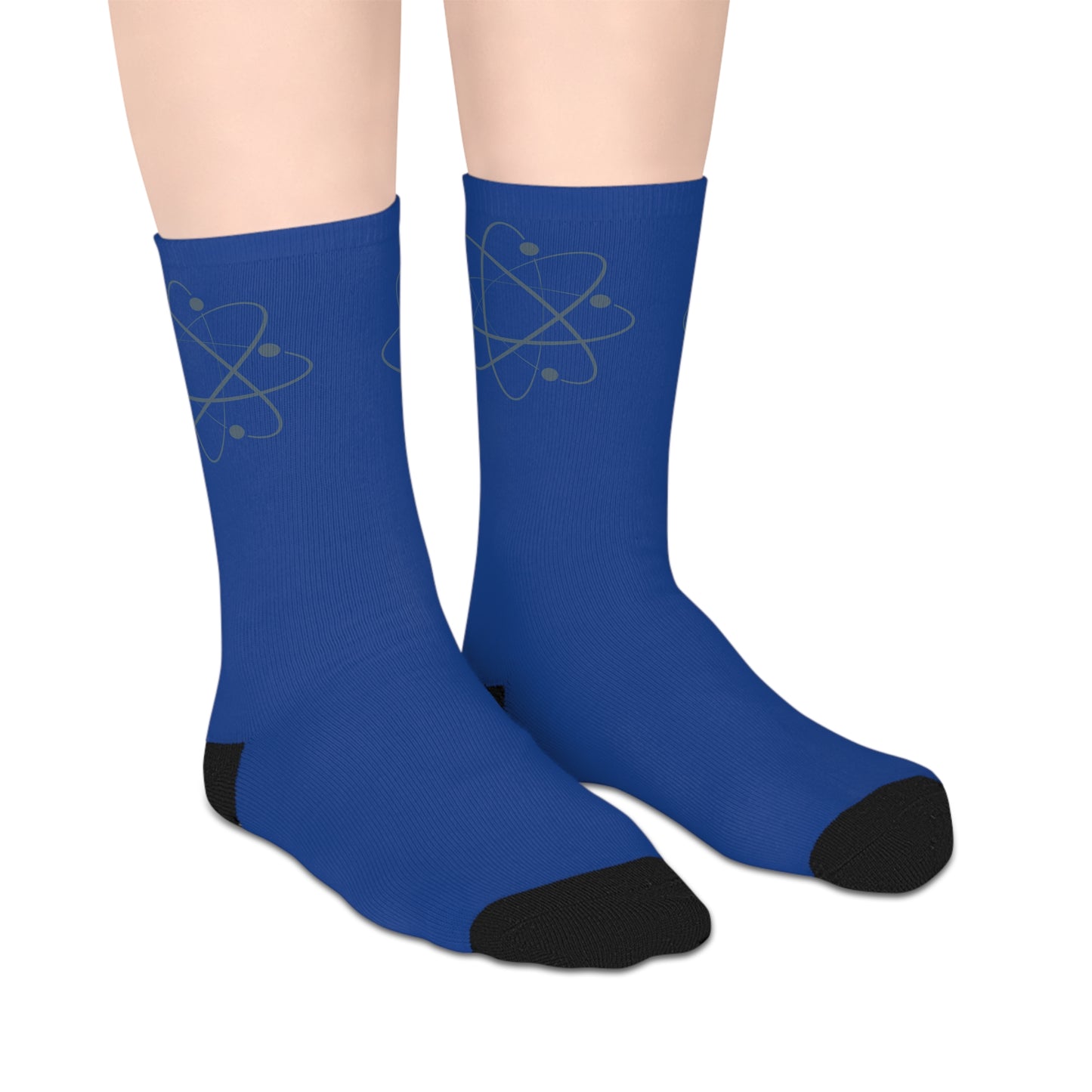 Fun Science Mid-Length Socks with Atomic Design | Dark Blue