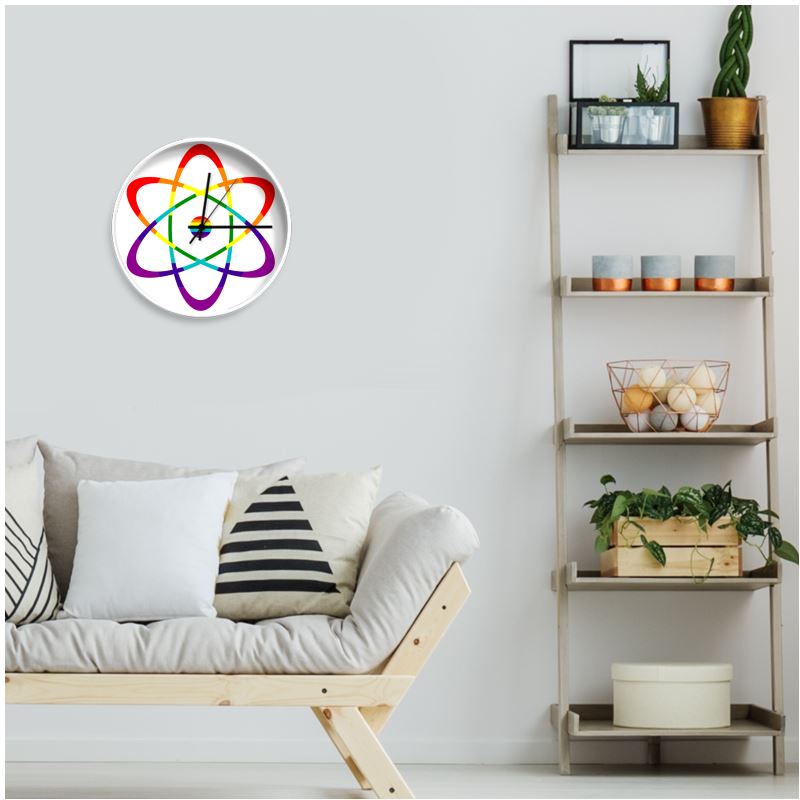 Rainbow Atom Wall Clock