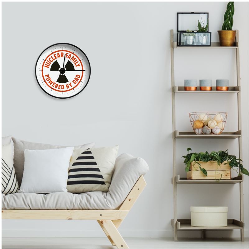 Nuclear Family Powered By Dad Wall Clock
