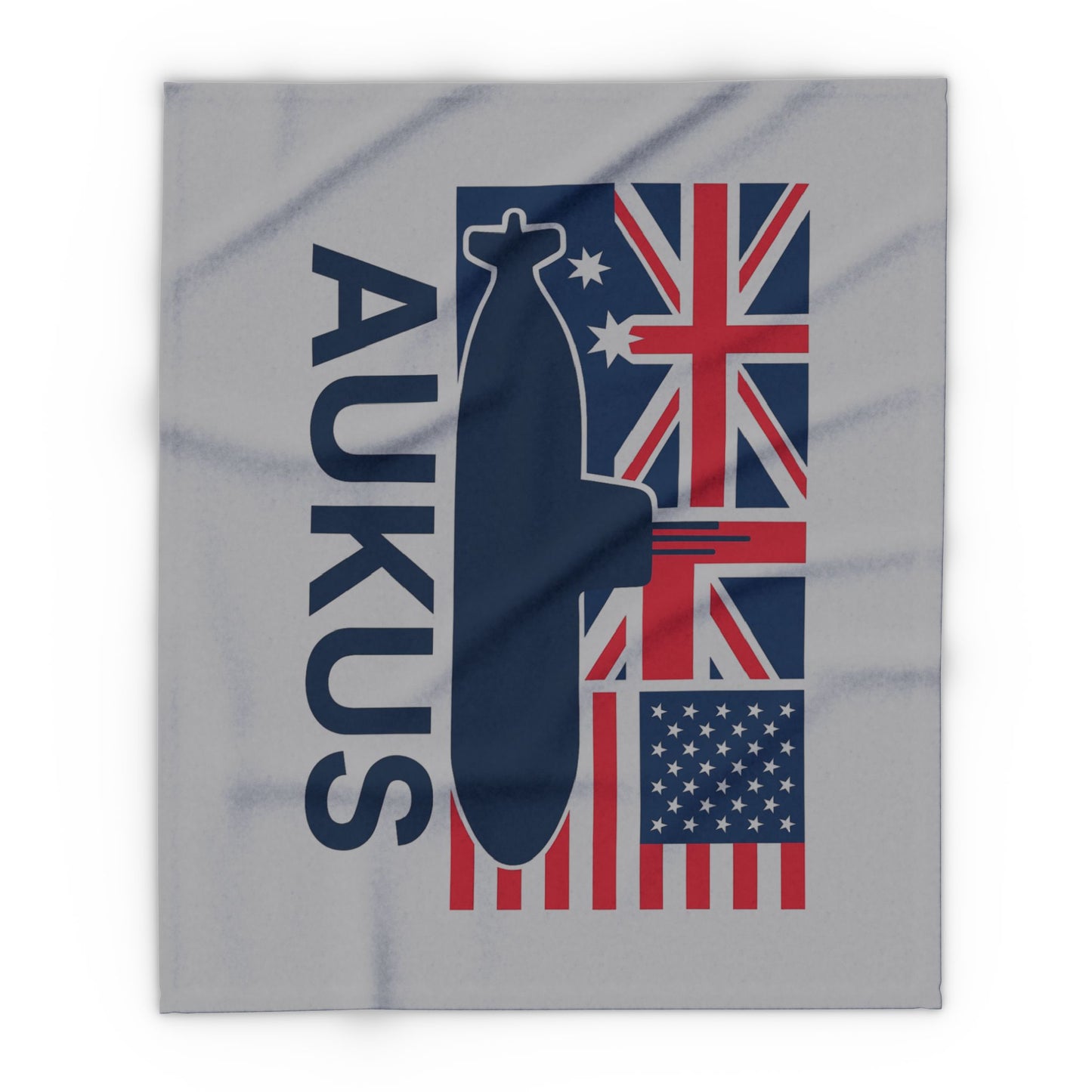 AUKUS Themed Arctic Fleece Blanket - Cozy & Supportive Gift for Military Enthusiasts