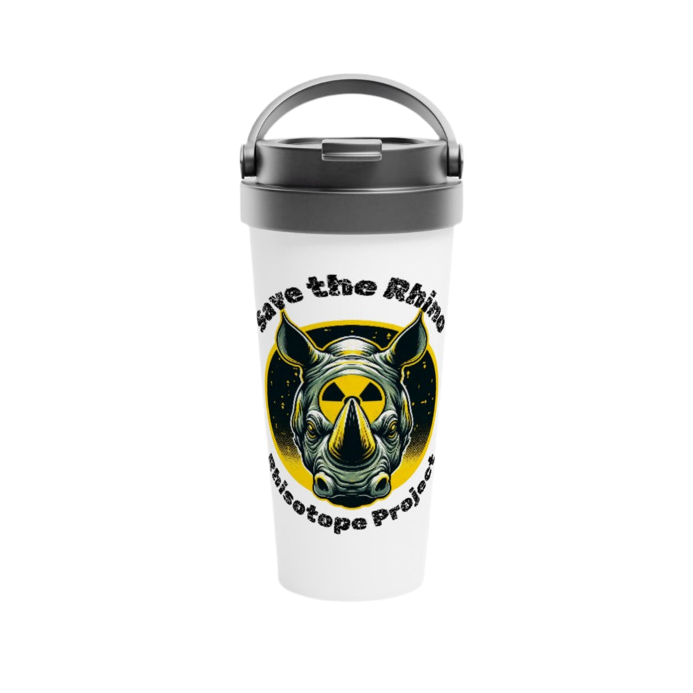 Save the Rhino | White 15oz Stainless Steel Travel Mug