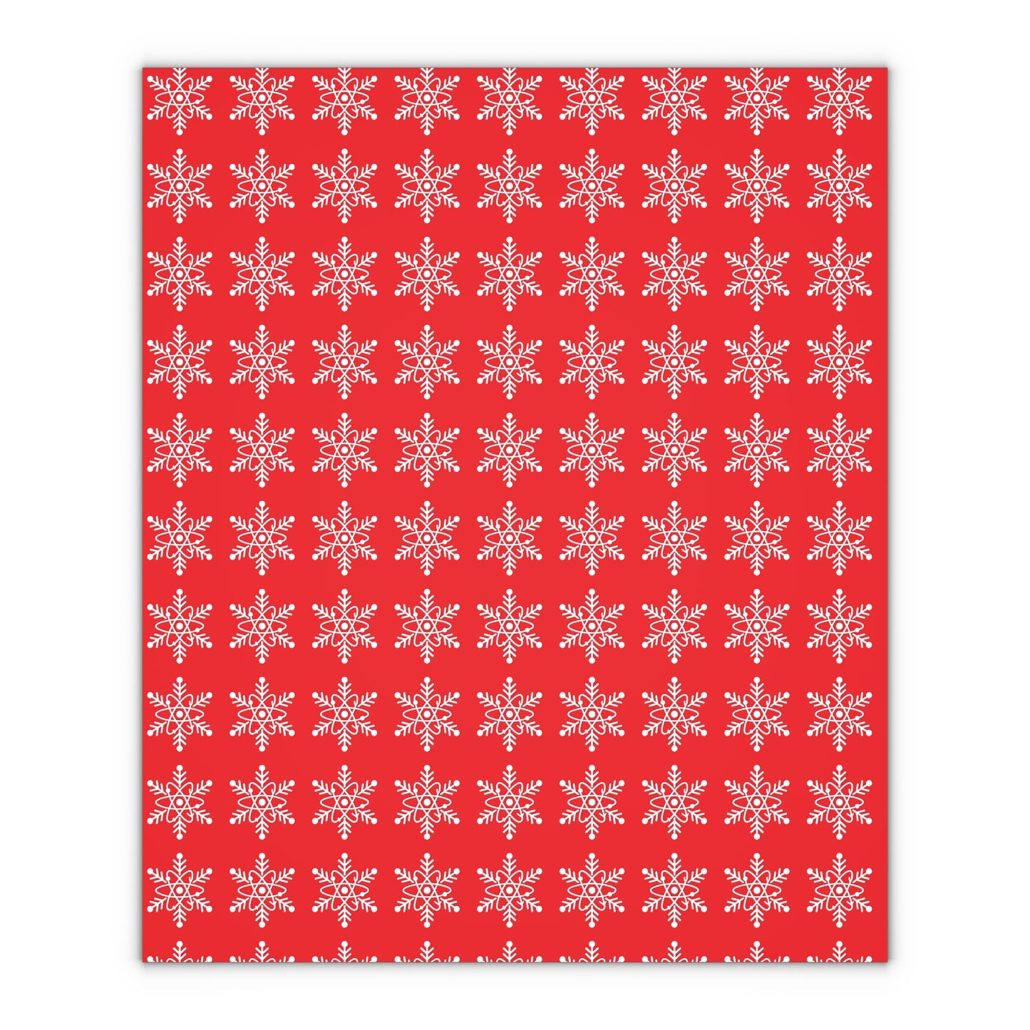 Atomic Snowflake Gift Wrap Sheet - Red Christmas Wrapping Paper