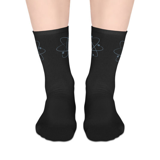 Fun Science Mid-Length Socks with Atomic Design | Black