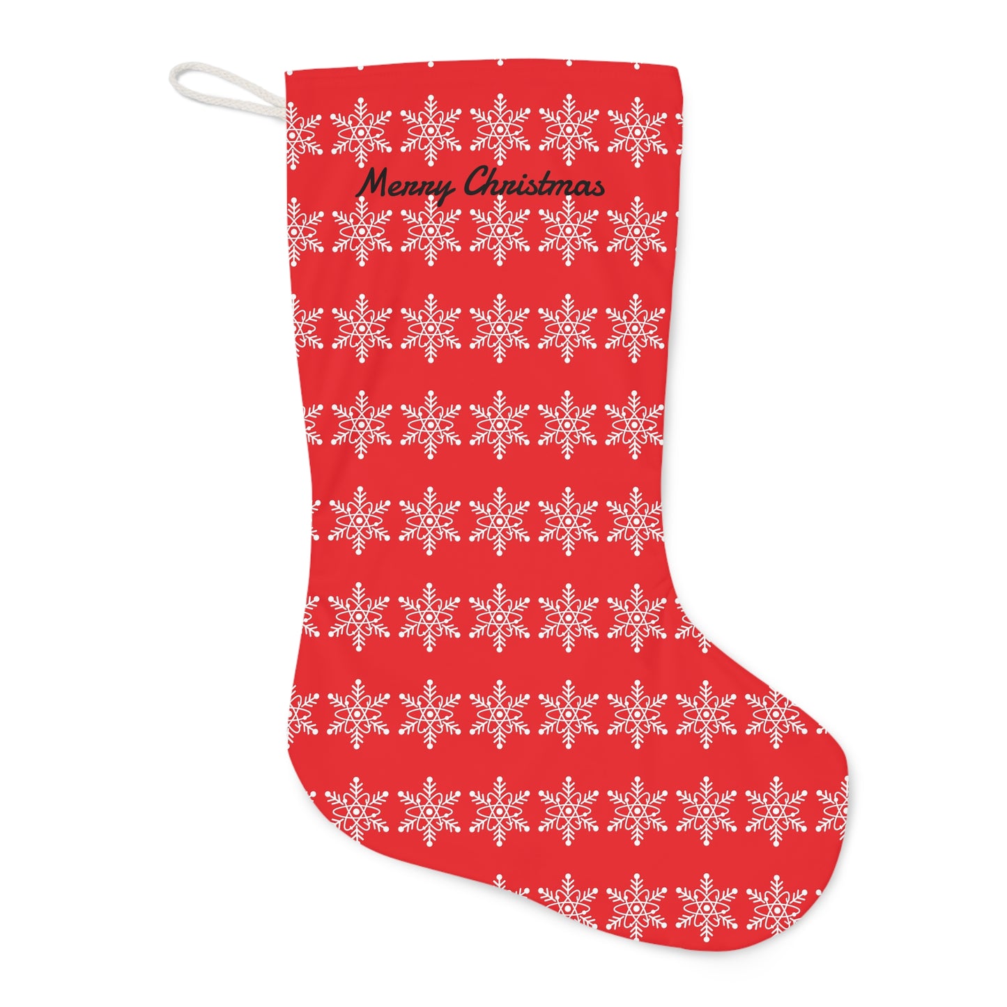 Red Atomic Snowflake 'Merry Christmas' Santa Stocking