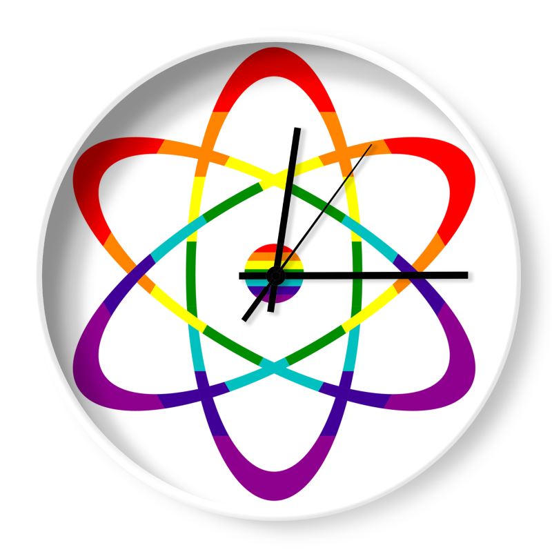 Rainbow Atom Wall Clock