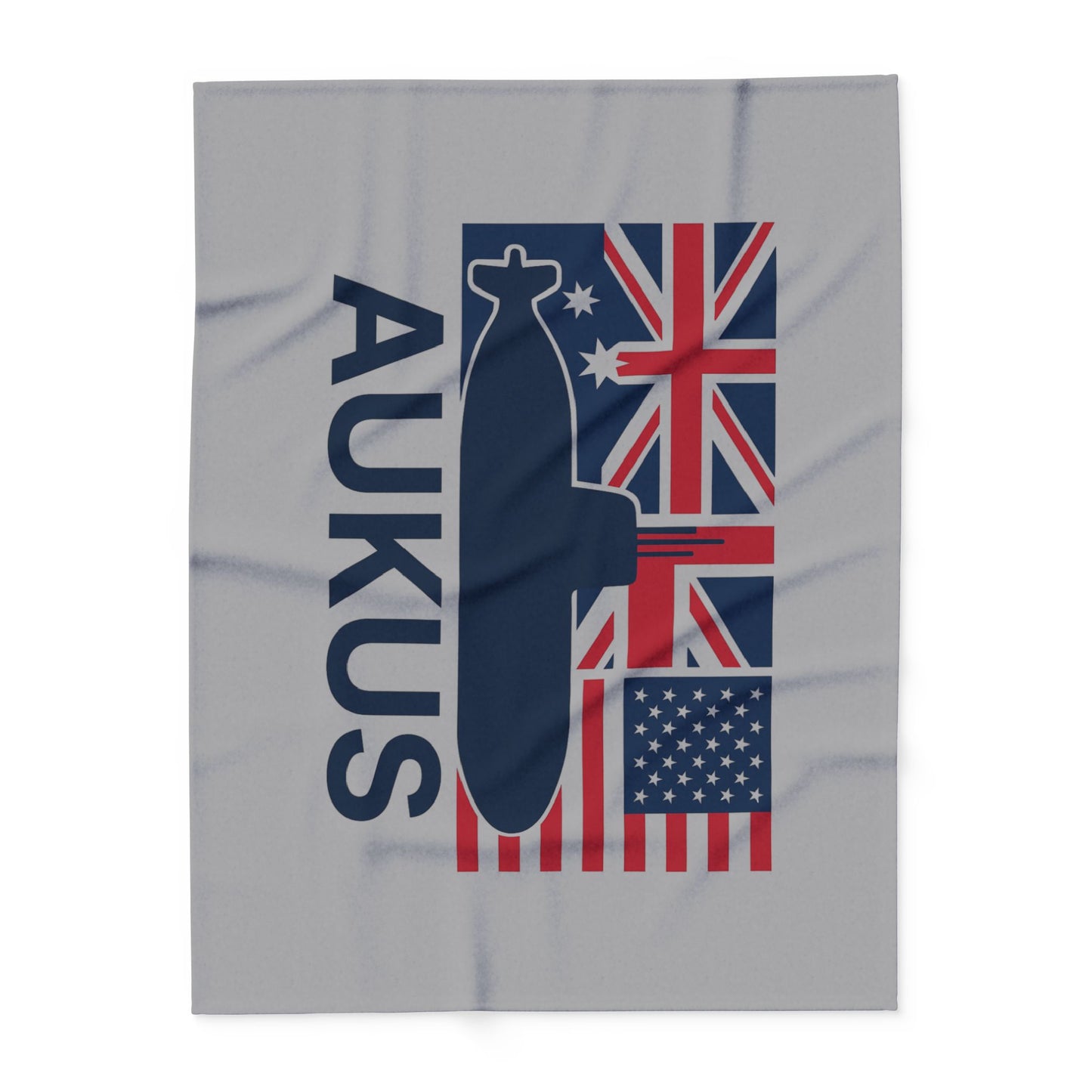 AUKUS Themed Arctic Fleece Blanket - Cozy & Supportive Gift for Military Enthusiasts