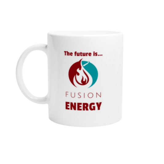 Fusion Energy Ceramic Mug – Glossy White 11oz Design with Colored Rim