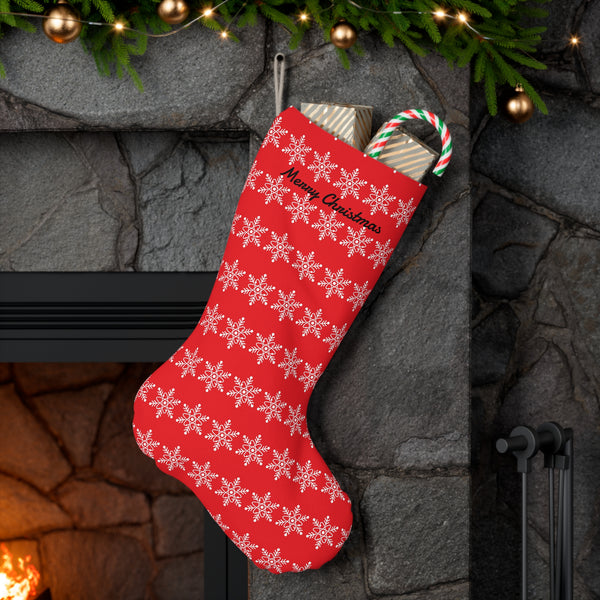 Red Atomic Snowflake 'Merry Christmas' Santa Stocking
