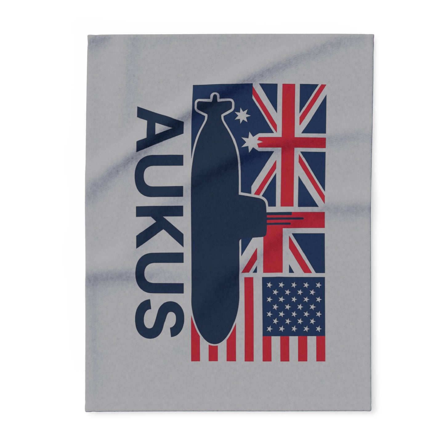 AUKUS Themed Arctic Fleece Blanket - Cozy & Supportive Gift for Military Enthusiasts