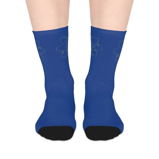 Fun Science Mid-Length Socks with Atomic Design | Dark Blue