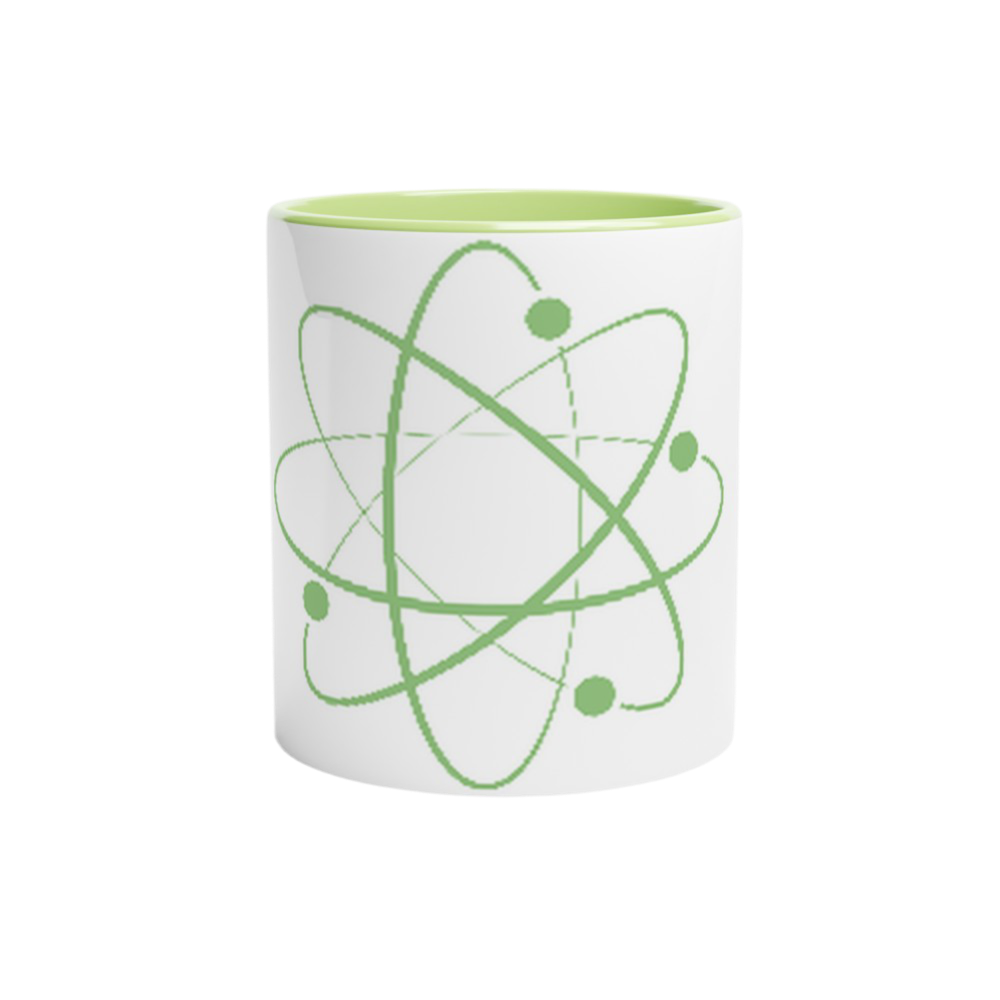 ATOM design | White 11oz Ceramic Mug with Colour Inside