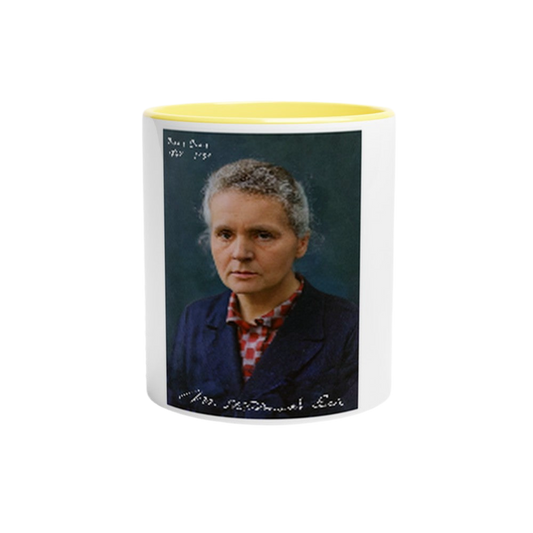 Maria Skłodowska-Curie Celebratory White 11oz Ceramic Mug with Colour Inside