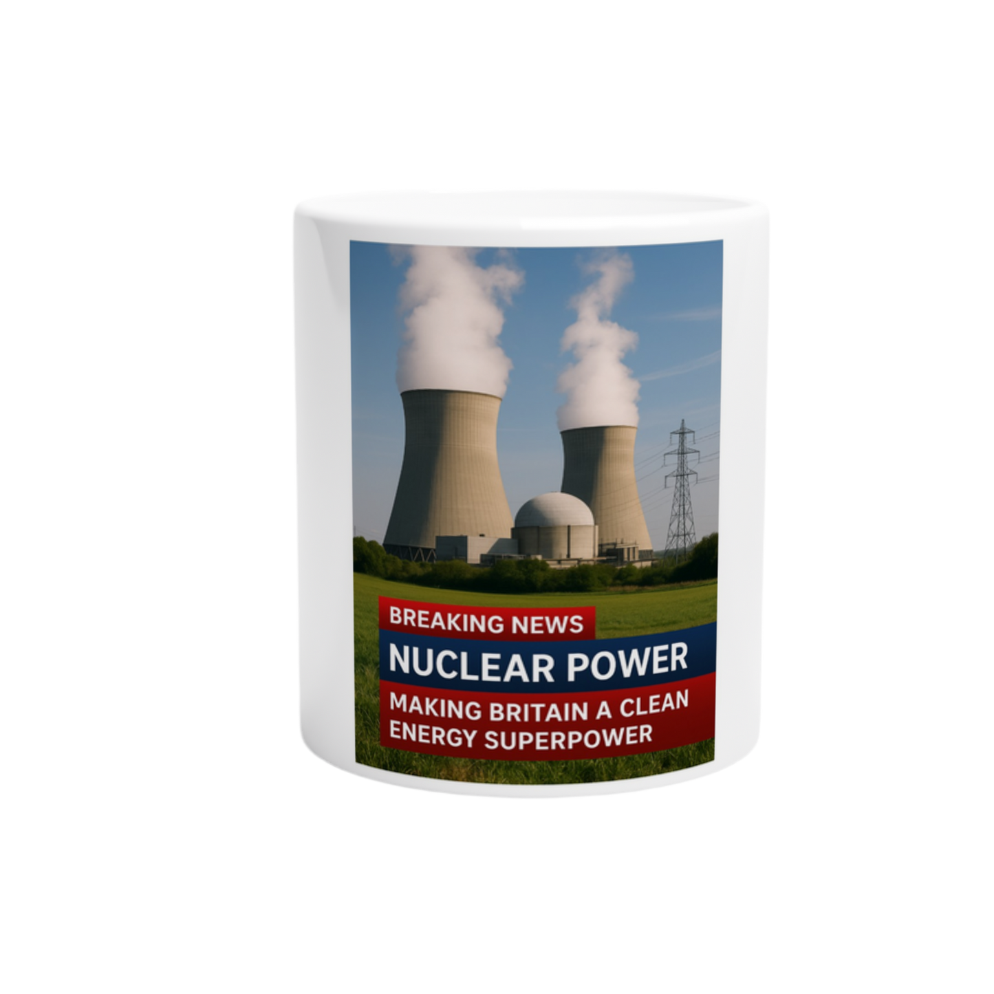 Nuclear Power Ceramic Mug - Clean Energy Superpower Design, 11oz