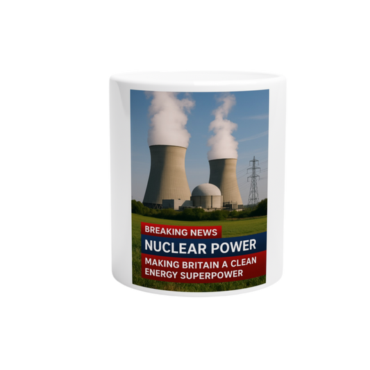 Nuclear Power Ceramic Mug - Clean Energy Superpower Design, 11oz